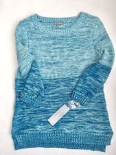 Image of NEW NY Collection Sweater Blue Ombre Color-blocked Marled-Knit Womens L/XL
