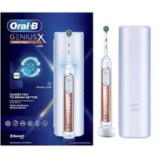 Image of Oral-B Genius X Electric Toothbrush with AI, 6 Modes & Travel Case - Rose Gold