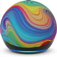 Image of Amazon Echo Dot Kids Smart Speaker 5th Gen with Alexa Rainbow Swirl