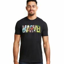 Image of Marvel Mens T-shirt Comic Strip Logo Avengers Black S-2XL Official