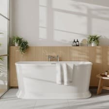 Image of 1700mm Freestanding Back to Wall Bath Tub Double Ended Oval Reinforced Acrylic