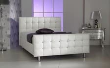 Image of Single Beds Black Cubed Faux Leather Diamond Bed Frame Designer Beds 4FT6 5FT