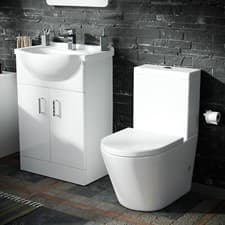 Image of Dyon 550mm Floorstanding Vanity Basin Unit Close Coupled WC Rimless Toilet White