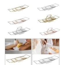 Image of Stainless Steel Bath Tray Retractable Bathtub Tray for Tablet Towel Bathroom