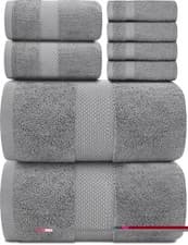 Image of White Classic Luxury Bath Towel Set of 8 Pieces - 100% Turkish Cotton 700GSM