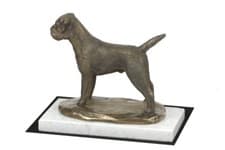 Image of Border Terrier - Figure with a dog on white marble Art Dog DE