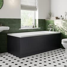 Image of Black Gloss Bath Panel 1700mm - Tongue & Groove Side MDF Bathroom