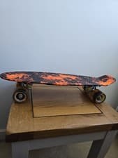 Image of 22" Rimmable Mini Cruiser Skateboard Pennyboard Orange and Black Fire Design New