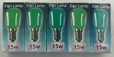 Image of 5x GREEN Crompton 15W SES E14 240Volt PYGMY Lamp 15 Watt Bulb SIGN