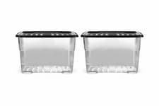 Image of Strata Curve 2 x 80L Plastic Storage Boxes with Lid - Clear - Set of 2
