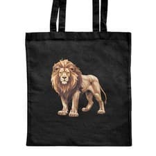 Image of 'Majestic Lion' Classic Black Tote Shopper Bag (ZB00029217)