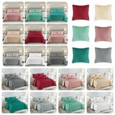 Image of 3psc Luxury Quilted Bedspread Pom Pom with 2 pillow case Double King SK Sizes*