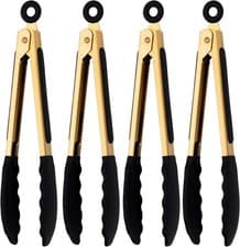 Image of 4pc Silicone Kitchen Tongs 7in BPA-Free Heat Resistant Nonstick Mafier 44% Off