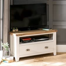 Image of Corner TV Unit - Up to 50" TV Size Cheshire Cream Painted Large Furniture