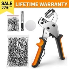Image of Grommet Eyelet Press Set Eyelet Pliers 500 Pcs Eyelets 10mm DIY Tool for Banner