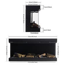 Image of 50/60/80" Electric Fire Media Wall Glass Fireplace LED Free Stand/Insert Mounted