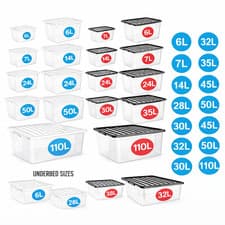 Image of Storage Boxes With Lids Clear Plastic Container Stackable Home Office Kitchen UK