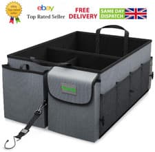 Image of CAR BOOT ORGANISER Heavy duty Foldable Large tidy storage bag box Travel Vehicle