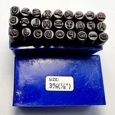 Image of Quality 27 Letter Punch Set New 3 mm 1/8" Craft Punching Set Made in Taiwan