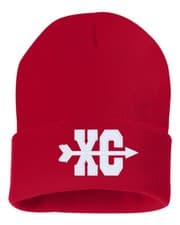 Image of Cross Country XC Embroidered Cuffed Beanie Hat, Embroidered Gift, Winter Hat