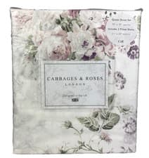 Image of Cabbages & Roses QUEEN Duvet Set Constance Peony Pink White Floral FlowerCottage