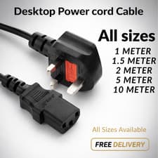 Image of POWER CORD UK PLUG TO IEC CABLE (PC /KETTLE LEAD) C13 1M/2M/3M/5M/10M LOT ⭐⭐⭐⭐⭐