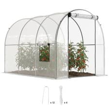 Image of Outsunny 3 x 2 x 2m Polytunnel Greenhouse with Roll-up Door and Mesh Clear 