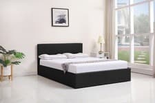 Image of OTTOMAN STORAGE LEATHER BED SIDE LIFT GREY BLACK WHITE 3FT SINGLE DOUBLE BED
