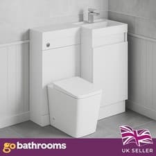 Image of White Gloss Bathroom Sink and Toilet Unit 900mm Combination Sink Unit WC RH
