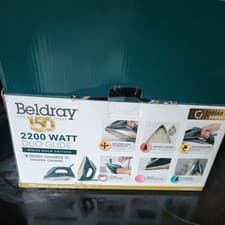 Image of Beldray Duo Glide Steam Iron, Self-Cleaning Function, 2200 W, White Gold