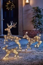 Image of Christmas Decorations Leaping Reindeer Set of 3 84 Warm White LED Light 2316