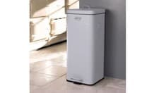 Image of 30L Square Retro Kitchen Pedal Bin Light Grey - grade B return RRP £44.99