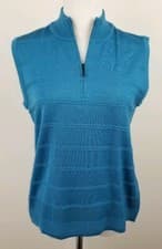 Image of PING GOLF Quarter Zip Mock Neck Sweater Vest, Womens Sz 6, Blue, NEW, Bust 38 in