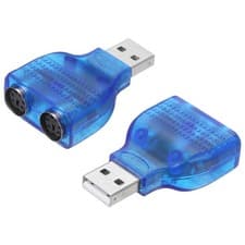 Image of 2 Pcs USB to PS/2 Adapter, Plastic USB A Male to Dual PS/2 Female Converter Blue