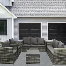 Image of Rattan Garden Furniture Corner Sofa Set with 9 Seaters & Table for Outdoor Patio