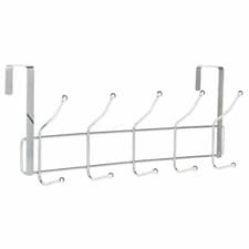 Image of 10 HOOK OVER THE DOOR HOOKS CHROME WASH ROOM COAT HANGER CLOTHES TOWEL STORAGE