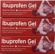 Image of 3 x Ibuprofen Gel 5% 50g - Brands May Vary - UK Pharmacy - Fast Pain Relief
