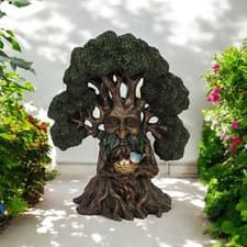 Image of Green Man Fantasy Figurine Gothic Garden Ornament Pagan Statue Mystical Decor