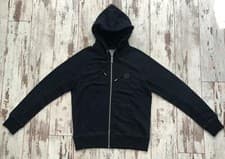 Image of £160 AW20 Authentic Belstaff Navy Indigo Dyed Zipped Hooded Sweatshirt XS-XXXL