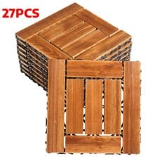 Image of 27PCS Interlocking Patio Deck Tiles 30x30CM Wood Floor Tiles Outdoor Flooring UK