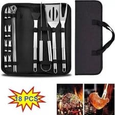 Image of Stainless Steel BBQ Grill Tool Set Outdoor Utensil Cooking Cutlery Kit with Case