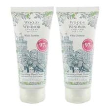 Image of Woods Of Windsor White Jasmine Hand Cream 2 x 100ml Dry Hands 97% Natural Shea