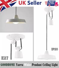 Image of GOODHOME Yarra White Pendant Ceiling Light Pully Cord Adjustable Modern IP20 E27