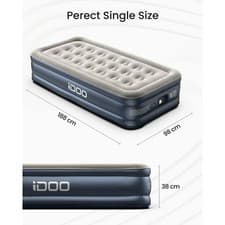 Image of Idoo Single Air Bed w/ Built-in Pump – Inflatable Mattress 190x99x46cm