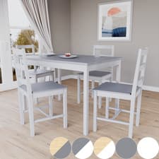 Image of Solid Wood Dining Table and 2 4 Chairs Set Home Kitchen Furniture 3 Colours