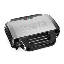 Image of Tower T27013 Deep Fill Sandwich Maker with Extra Deep, Non-Stick Silver/Black