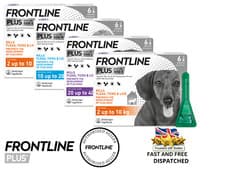Image of FRONTLINE SPOT ON PLUS DOG Flea Lice Tick Treatment Solution Kills Fleas Wormer.