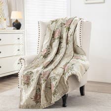 Image of TOPLUXE Throw Blanket for Bed Sofa, Luxury Classic Damask Jacquard Bed Throw