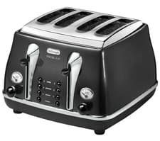 Image of De'Longhi CTOM4003.BK Icona Micalite 4 Slice Toaster Defrost Function 1800w