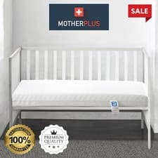 Image of MotherPlus Cot Bed Mattress - Quilted, Waterproof & Thick - 120x60cm & 140x70cm